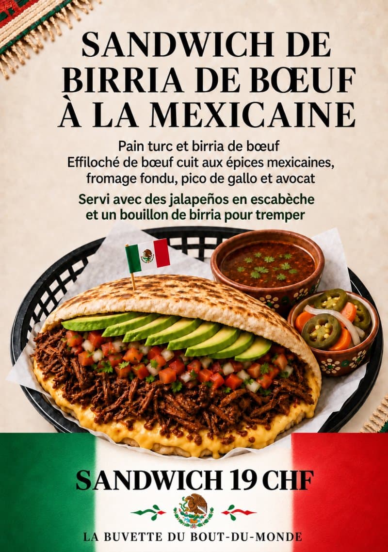 Sandwich de birria de bœuf à la mexicain