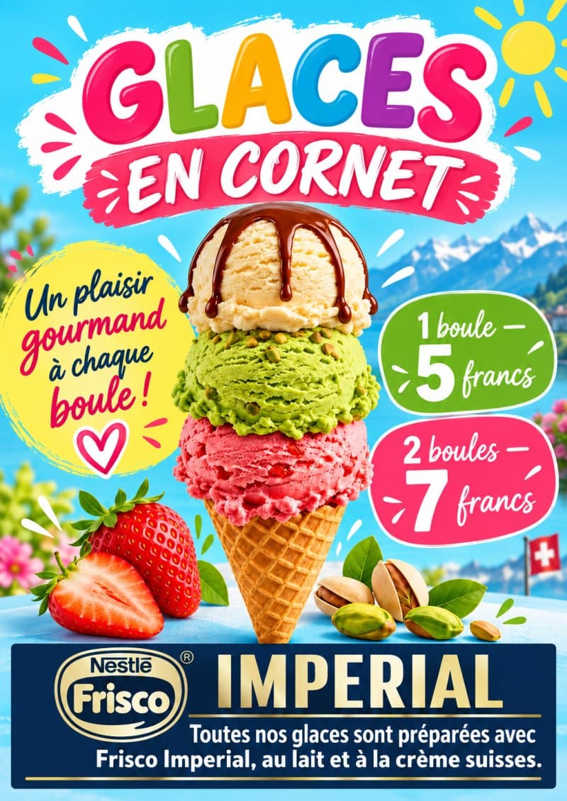 Cornet – 2 boules de glace