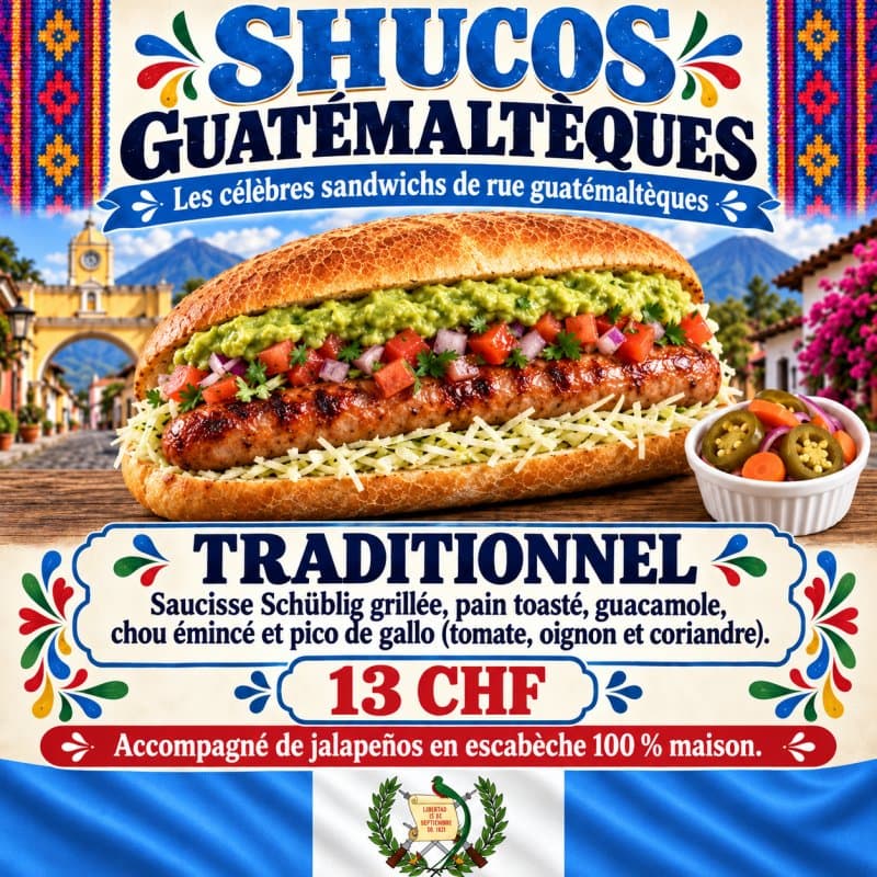 Shuco guatémaltèque — Le traditionnel Saucisse Schüblig de Saint-Gall grillée.